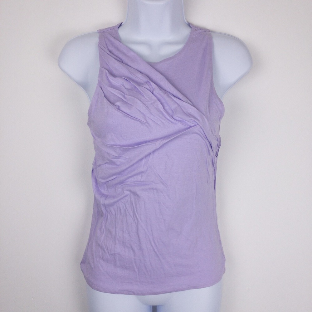 Zara Cotton Tank Top Womens Small Purple Basic Everyday Drapped Crossover New